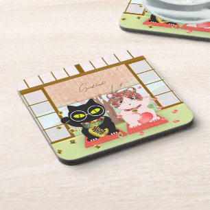 Porta-copo Maneki Neko Lucky Poiluna plástico Duro