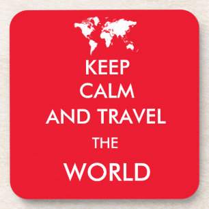 Porta-copo Mantenha calma e viagem mundo