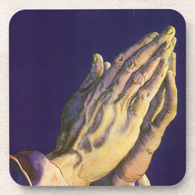 Porta-copo Mãos Antigas Rezando com a Estrela de Belém (Frente)