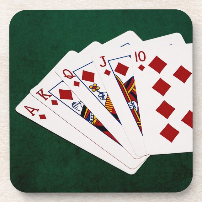 Porta-copo Mãos-Poker - Royal Flush - Traje de Ouros (Frente)