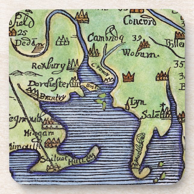 PORTA-COPO MAPA 1677 DE NOVA INGLATERRA (Frente)