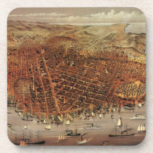 Porta-copo Mapa Aéreo Antigo, Cidade de São Francisco, Califó