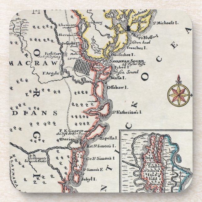 Porta-copo Mapa: America do Norte, C1700 (Frente)