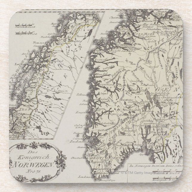 Porta-copo Mapa antigo de Noruega (Frente)