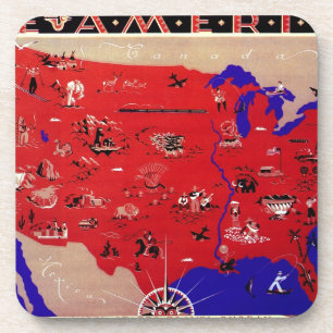 Porta-copo Mapa Antigo Estados Unidos da América, EUA