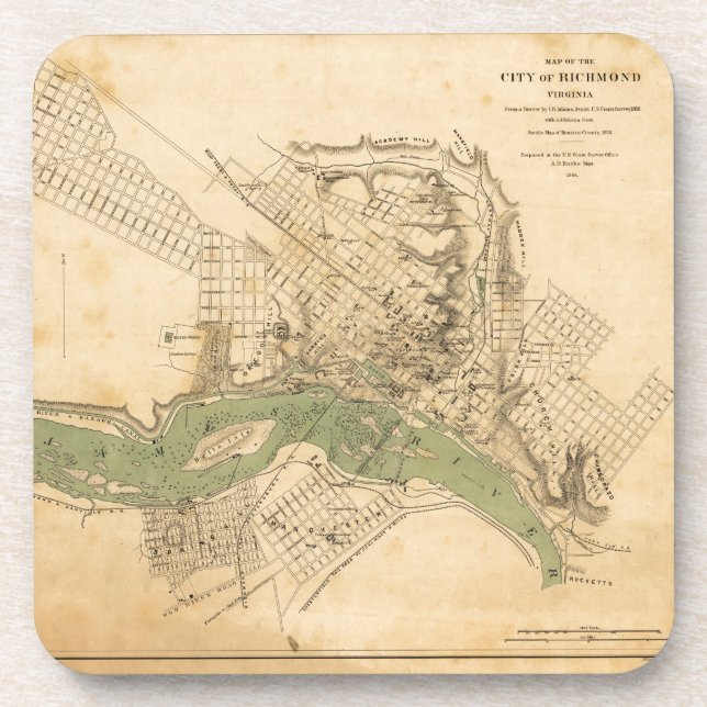 Porta-copo Mapa da cidade de Richmond, Virgínia (1858-1864) (Frente)