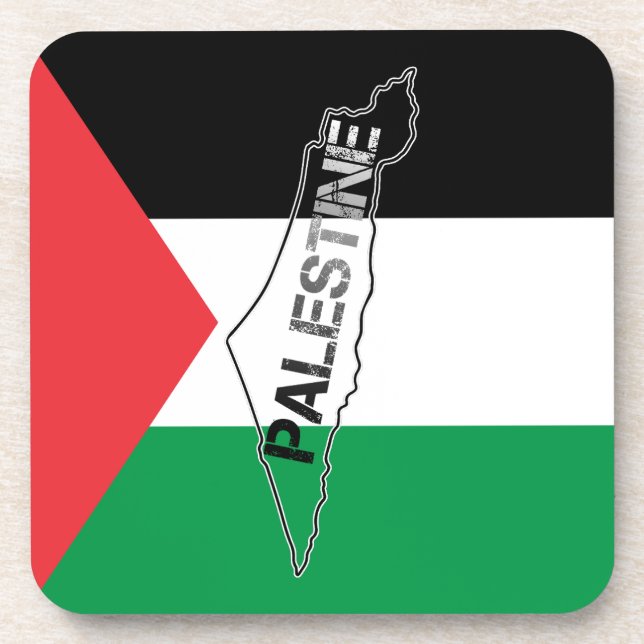 Porta-copo Mapa da Palestina Livre sobre a Bandeira da Palest (Frente)