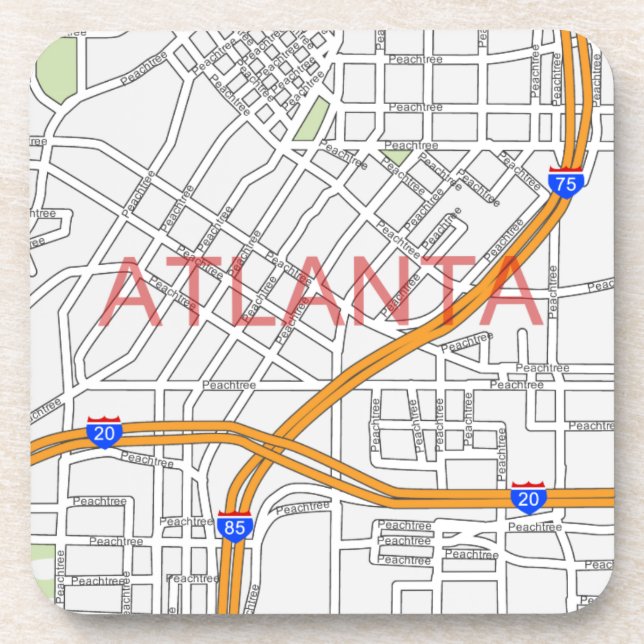Porta-copo Mapa de estradas de Atlanta Peachtree (Frente)