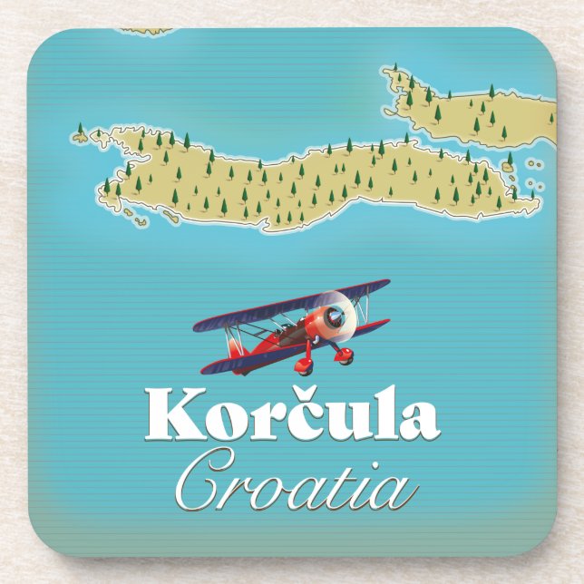 Porta-copo Mapa de Korčula Croácia Poster Azulejo (Frente)
