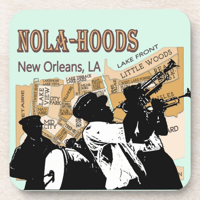 Porta-copo Mapa de Nova Orleans, NOLA_HOODS (Frente)