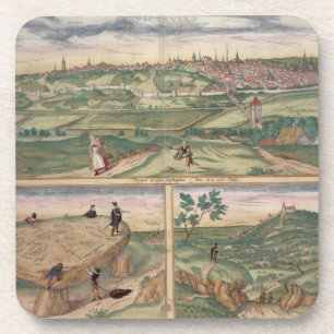 Porta-copo Mapa de Poitiers, de "Civitates Orbis Terrarum" b
