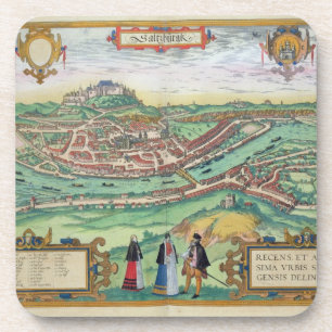 Porta-copo Mapa de Salzburg, de "Civitates Orbis Terrarum" b