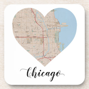 Porta-copo Mapa do coração de Chicago