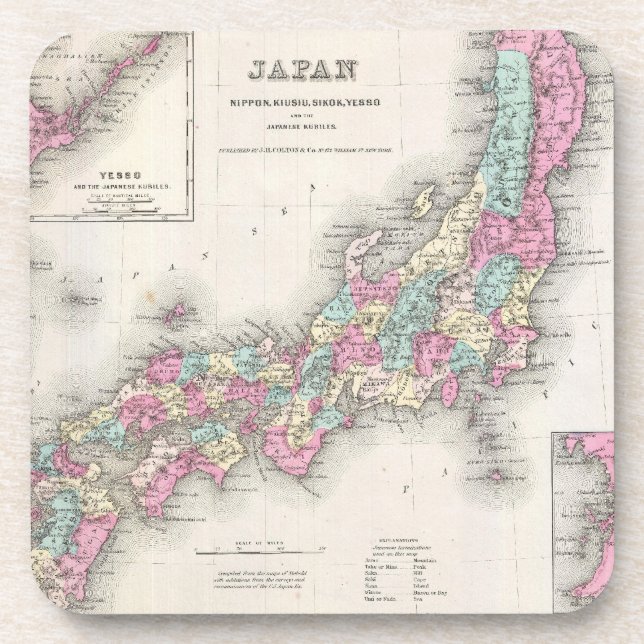 Porta-copo Mapa do Japão em 1855 (Frente)