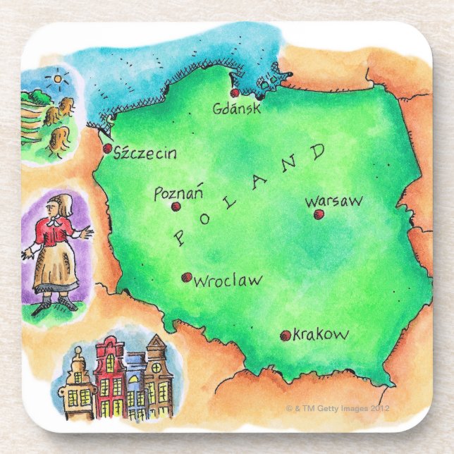 Porta-copo Mapa do Polônia (Frente)