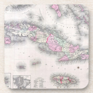 Porta-copo Mapa do vintage de Cuba (1861)