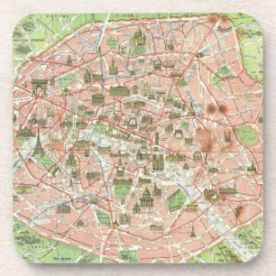 Porta-copo Mapa do vintage de Paris (1920)