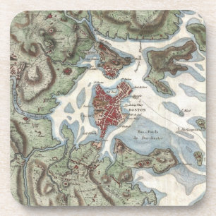 Porta-copo Mapa do vintage do porto de Boston (1807)