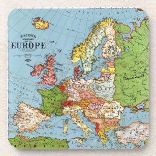 Porta-copo Mapa Geral do Século 20 da Vintage Europa