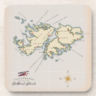 Porta-copo Mapa ilustrado das Ilhas Falkland.