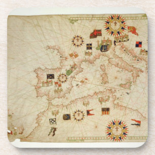 Porta-copo Mapa Miniatura Náutico do Mediterrâneo Central