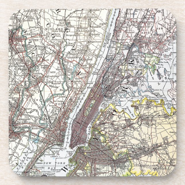 Porta-copo Mapa: New York-area, 1906 (Frente)