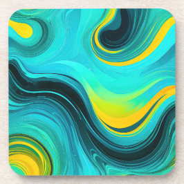 Porta-copo "Marbella" Blue Yellow Swirings Waves