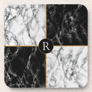 Porta-copo Marble de Verificação Preto e Branco da Tendênc