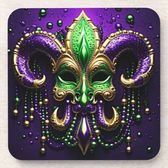 Porta-copo Mardi Gras Fleur De Lis Design (Frente)