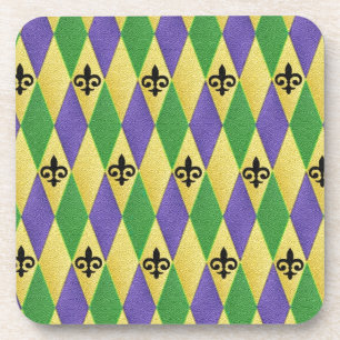 Porta-copo Mardi Gras Harlequin Fleur De Lis
