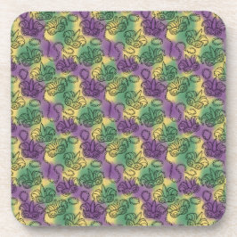 Porta-copo Mardi Gras Masks and Beads Doodle Art Style