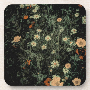 Porta-copo margarida branca boêmica floral preto