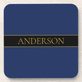 Porta-copo Marinho Azul e Nome Dourado Sobrenome ou Empresa