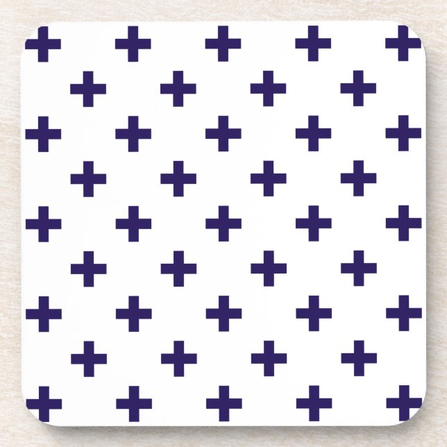 Porta-copo Marinho azul polka cruza em branco (Frente)