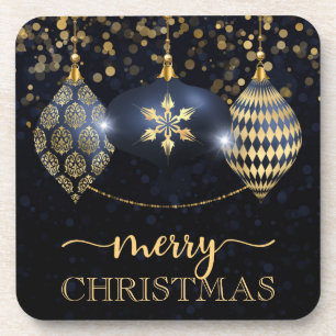 Porta-copo Marinho Elegante e Dourado Natal Feliz