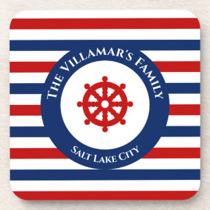 Porta-copo Marinho Náutico Vermelho Azul 