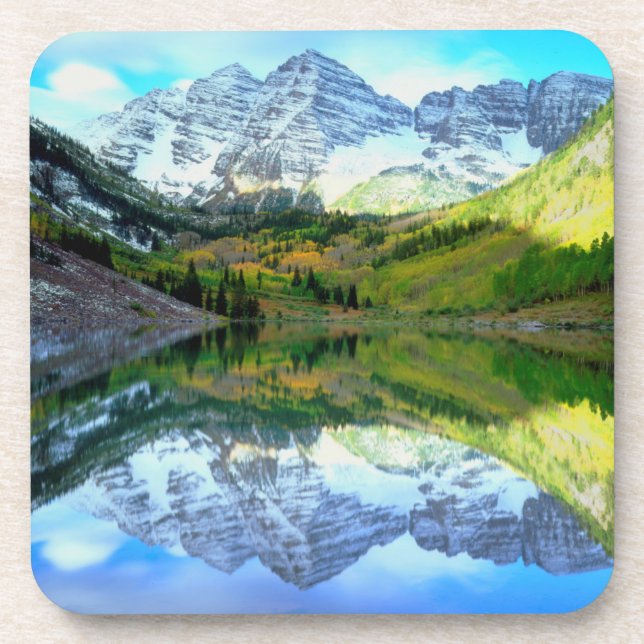 Porta-copo Maroon Bells refletidos no Maroon Lake (Frente)
