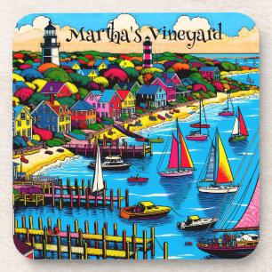 Porta-copo Martha's Vineyard   Abstrato de arte colorida