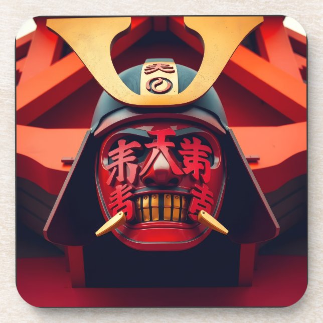 Porta-copo Máscara vermelha de samurai anime (Frente)