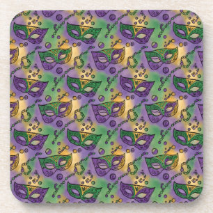 Porta-copo Máscaras e Contas do Mardi Gras Roxo Verde Amarelo