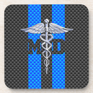 Porta-copo Médico MD Caduceus Fibras de Carbono Stripes