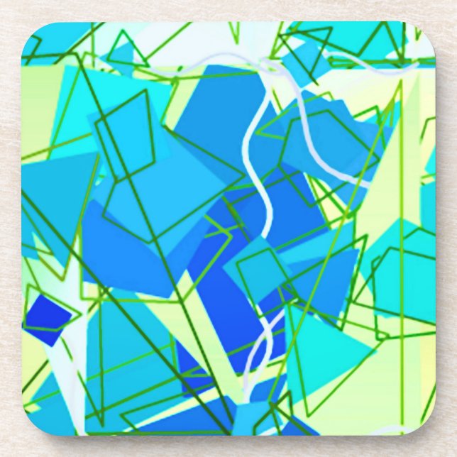 Porta-copo Médio do século Abstrato, Aqua & Cerulean Blue (Frente)