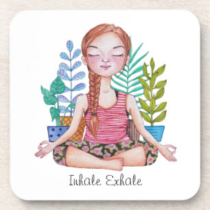 Porta-copo Meditando Garota Com Plantas