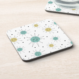 Porta-copo Meio século Franciscan Starburst azul e amarelo