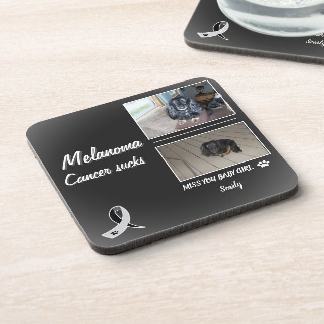 Porta-copo Melanoma Pet Memorial with Two Photos (Left Side)