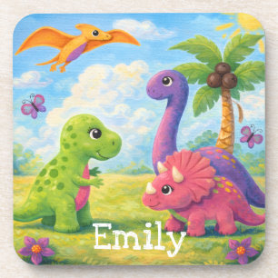 Porta-copo Menina Colorida Fofo Dinossauros Amigos Crianças