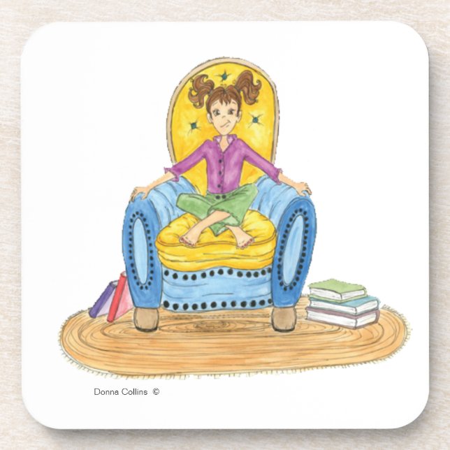 Porta-copo Menina numa montanha russa (Frente)