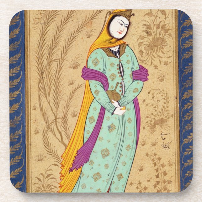 Porta-copo Menina que guardara uma embarcação do vinho e uma (Frente)