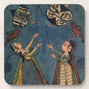 Porta-copo Meninas que voam papagaios, pintura popular de
