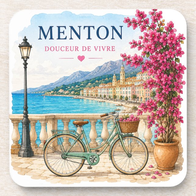 Porta-copo Menton French Riviera bicycle  coasters (Frente)